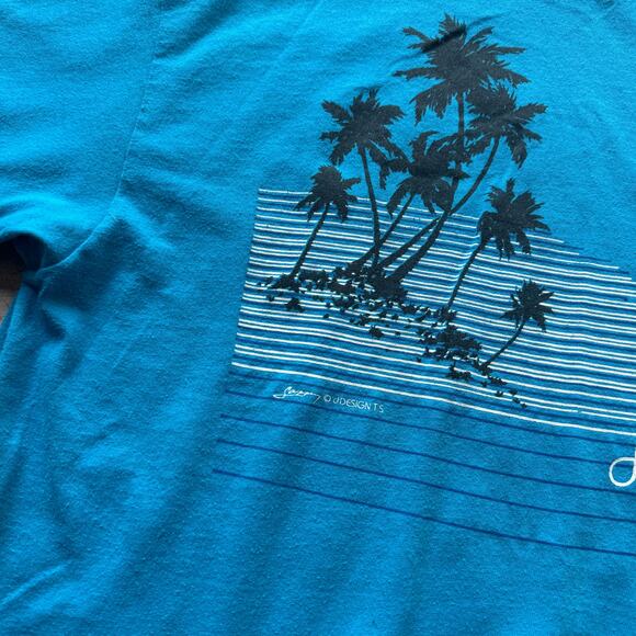 Men's Vintage 80's Hawaii Blue Palm Tree Beach Tropical Tourist Tee Shirt Sz XL - Picture 6 of 6
